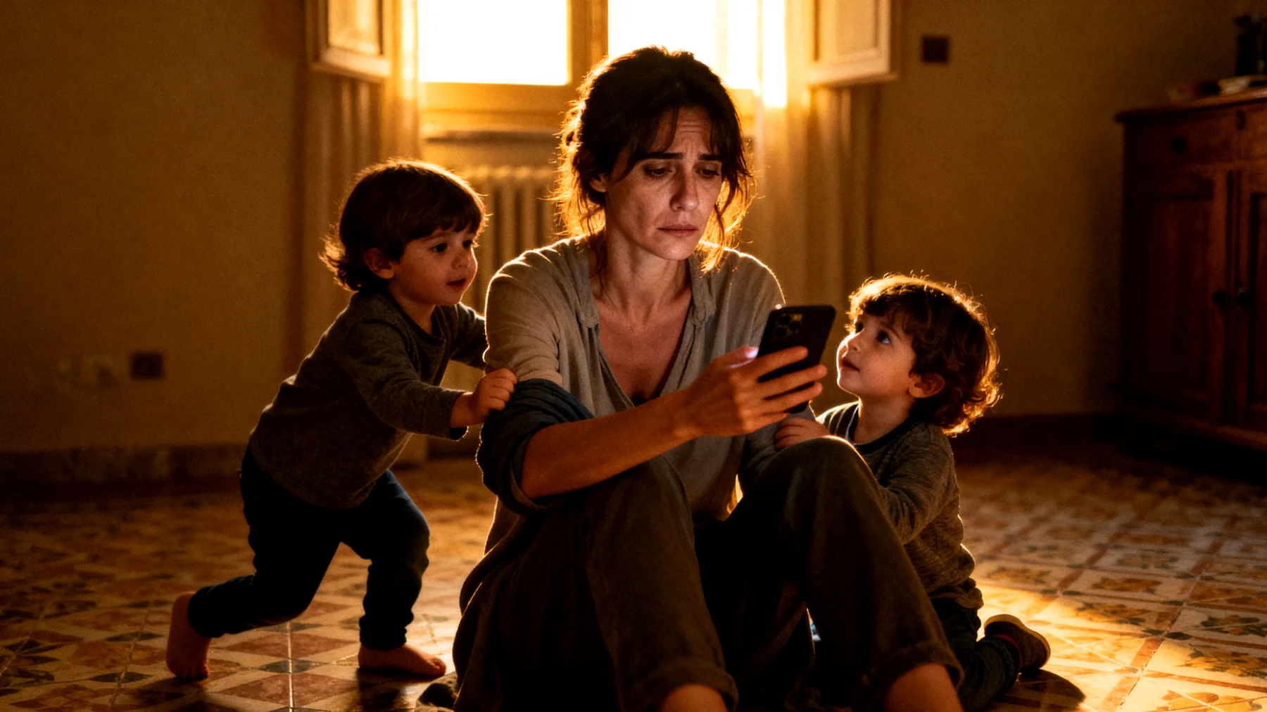 Una mamma che lavora a tempo pieno fatica a trovare momenti significativi da dedicare ai suoi bambini piccoli, sentendosi in colpa per la qualità limitata del tempo trascorso insieme e notando che le interazioni sono spesso frettolose o distratte."