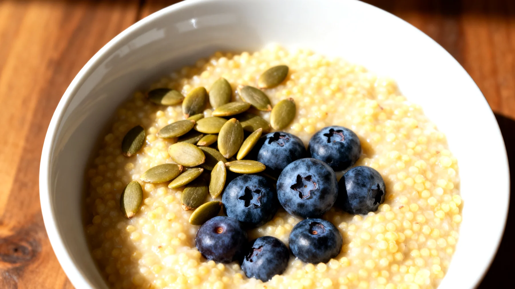 Porridge di miglio con semi di zucca e mirtilli"